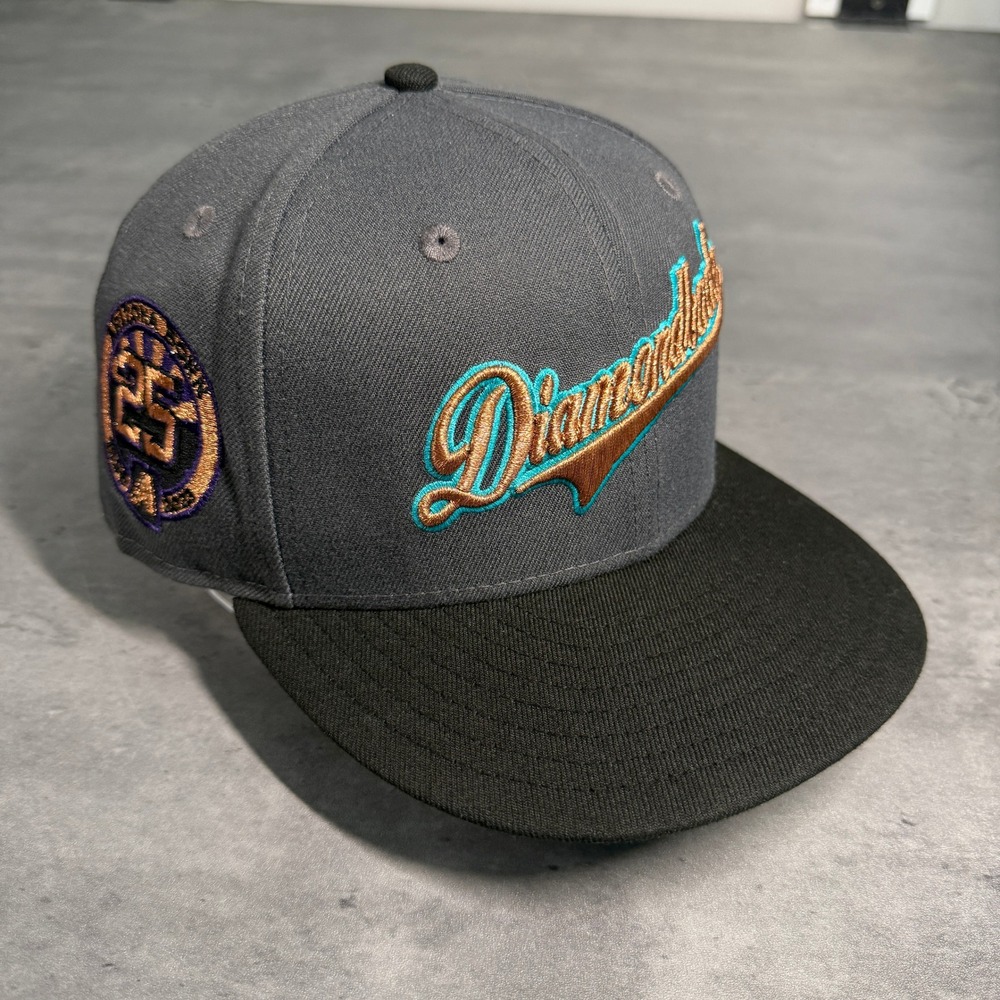 Hat Club Arizona Diamondbacks New Era Cap 7 1/2 Grey Black 59FIFTY Side Patch